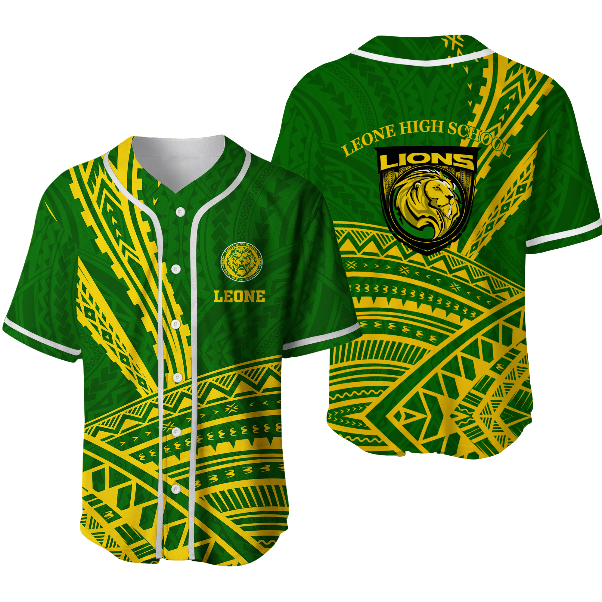 Leone High School Pride Baseball Jersey - LT12 Green - Polynesian Pride