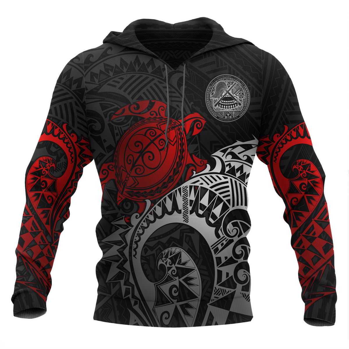 American Samoa Hoodie Polynesian Turtle (Red) Unisex RED - Polynesian Pride