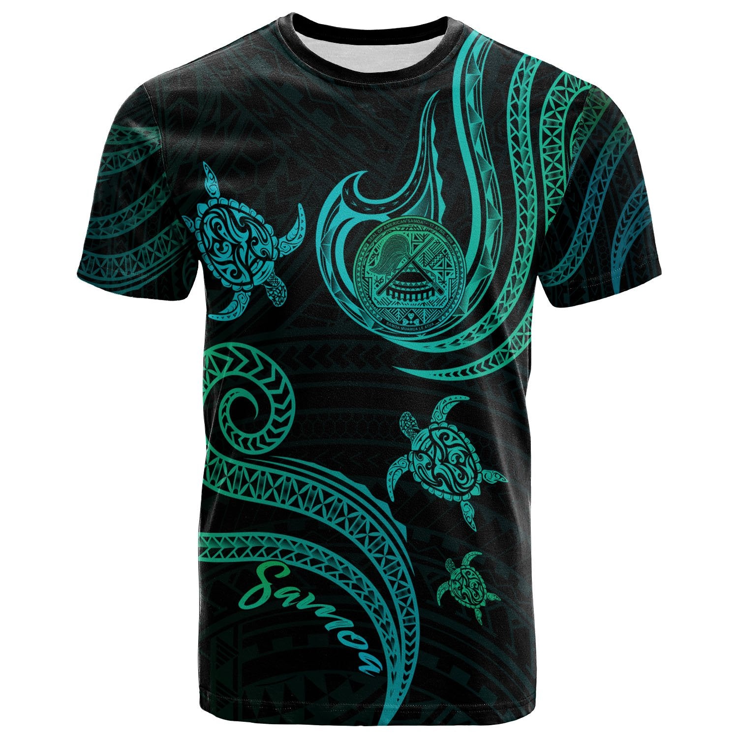 American Samoa T Shirt Polynesian Turtle With Pattern Unisex Art - Polynesian Pride
