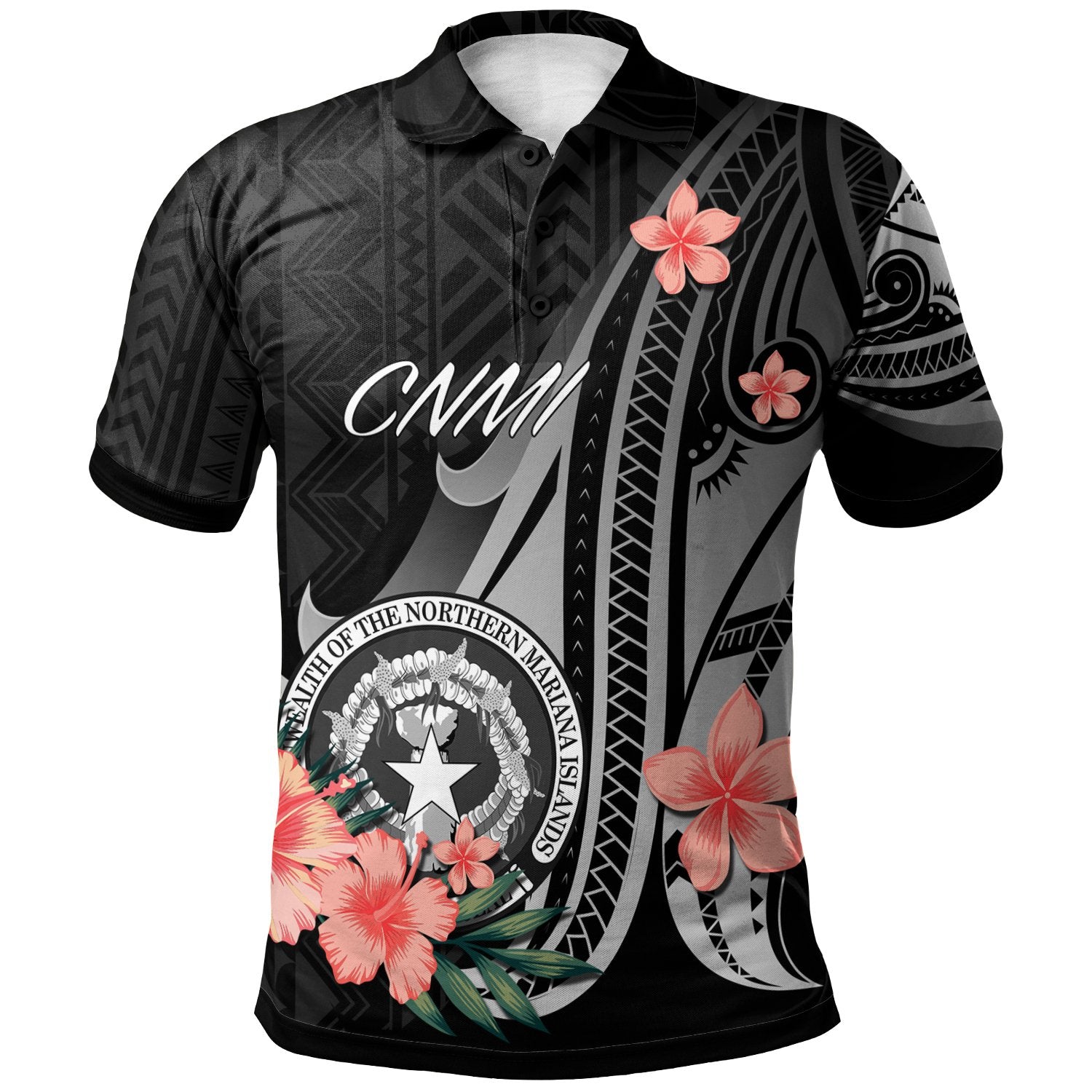 Northern Mariana Islands Polo Shirt Polynesian Hibiscus Pattern Style Unisex Black - Polynesian Pride