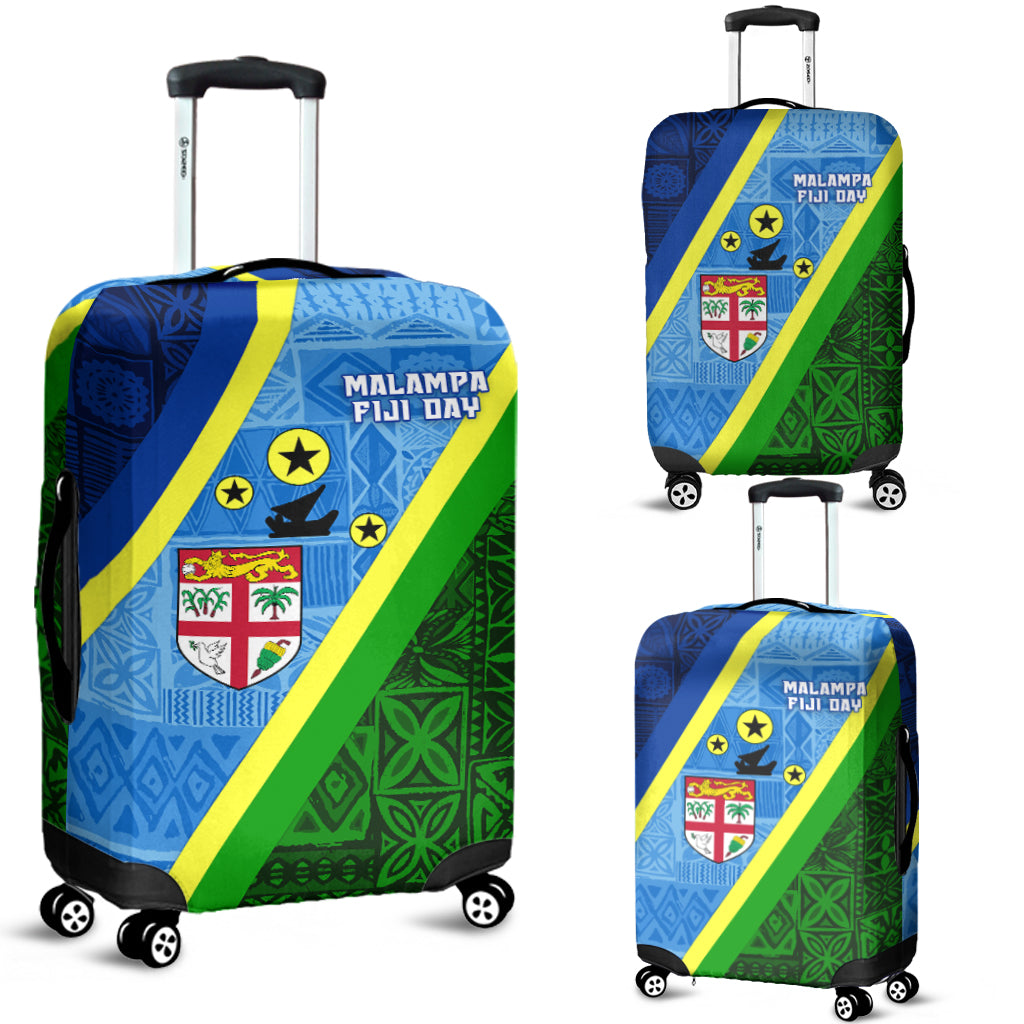 Vanuatu Malampa Fiji Day Luggage Covers - Combine Flag Design LT4 Blue - Polynesian Pride