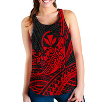 Hawaii Humpback Whale With Hibiscus Tribal Red Women Tank Top - LT12 - Polynesian Pride