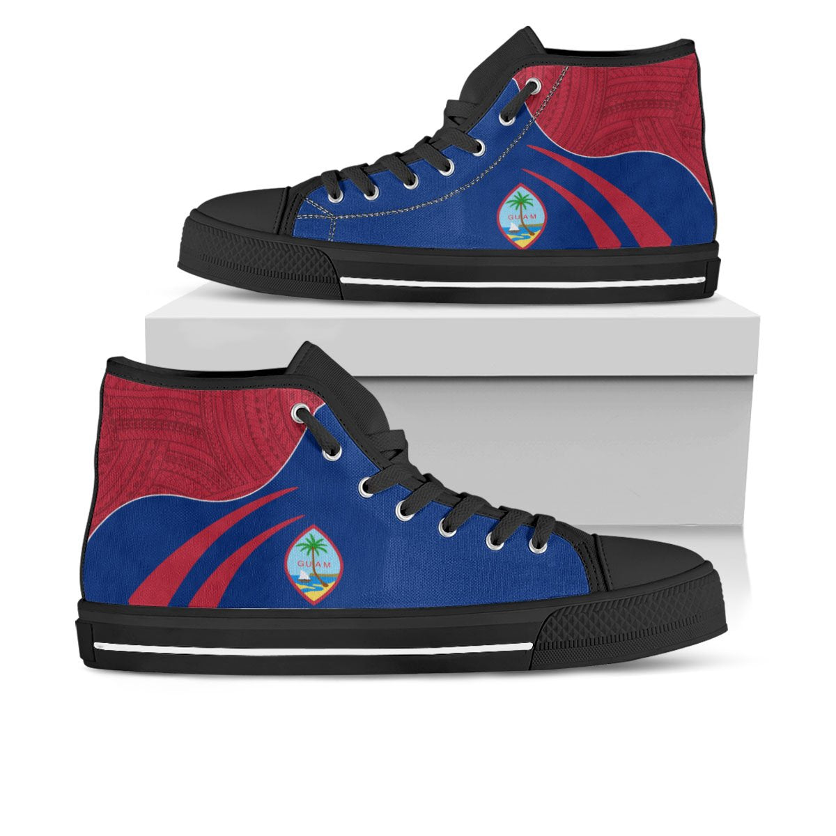 Guam High Top Shoes - Curve Style Unisex Black - Polynesian Pride