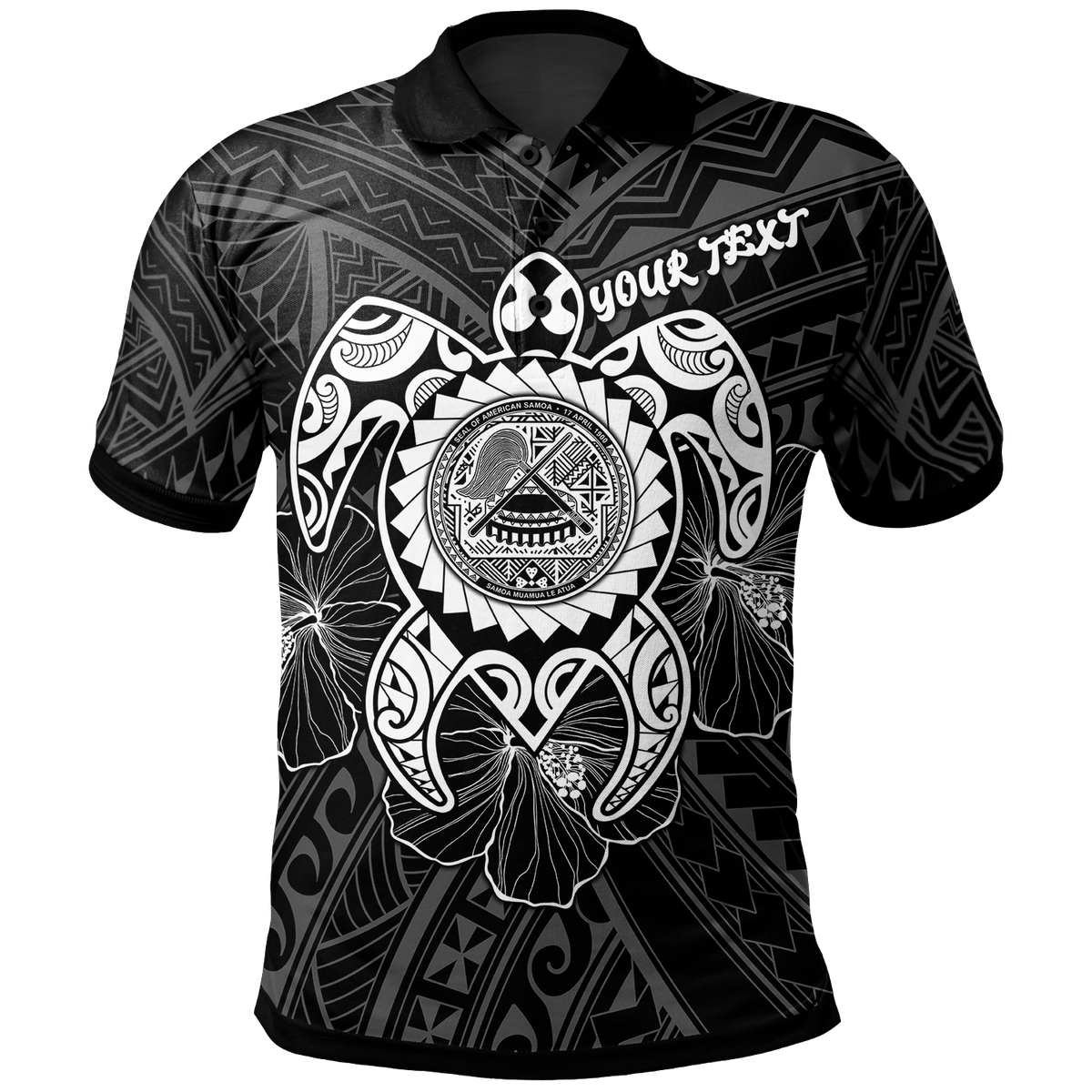 American Samoa Polynesian Custom Polo Shirt Vintage Polynesian Turtle (White) - Polynesian Pride