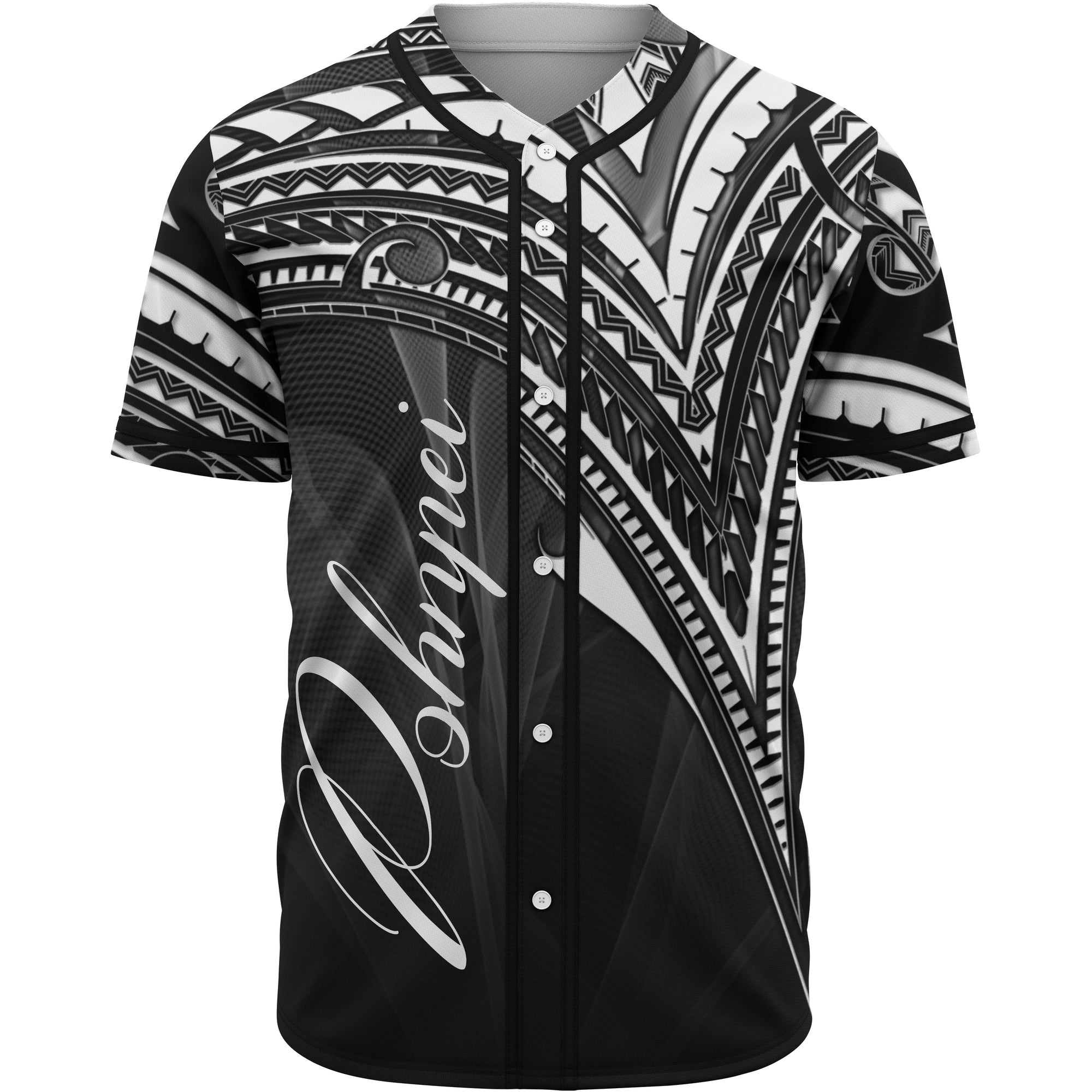 Pohnpei Baseball Shirt - White Color Cross Style Unisex Black - Polynesian Pride