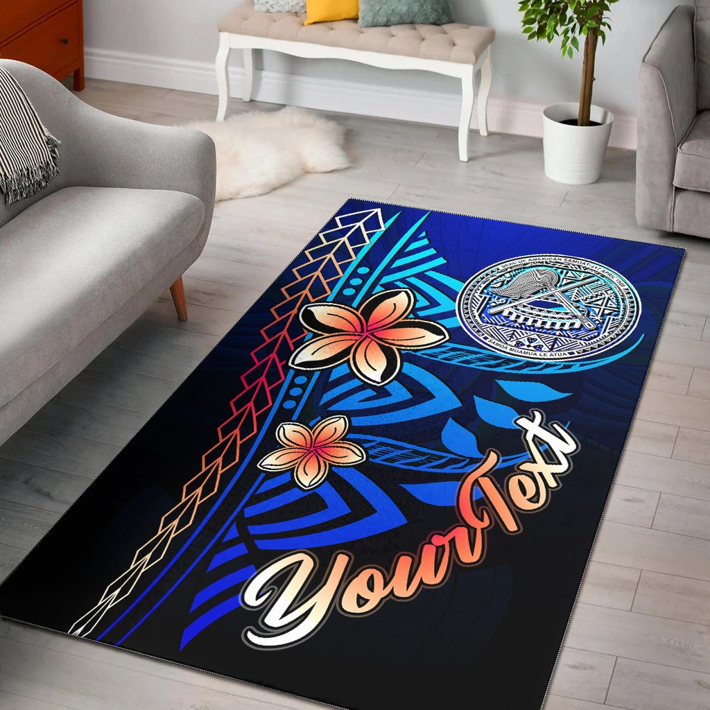 American Samoa Custom Personalised Area Rug - Vintage Tribal Mountain Blue - Polynesian Pride