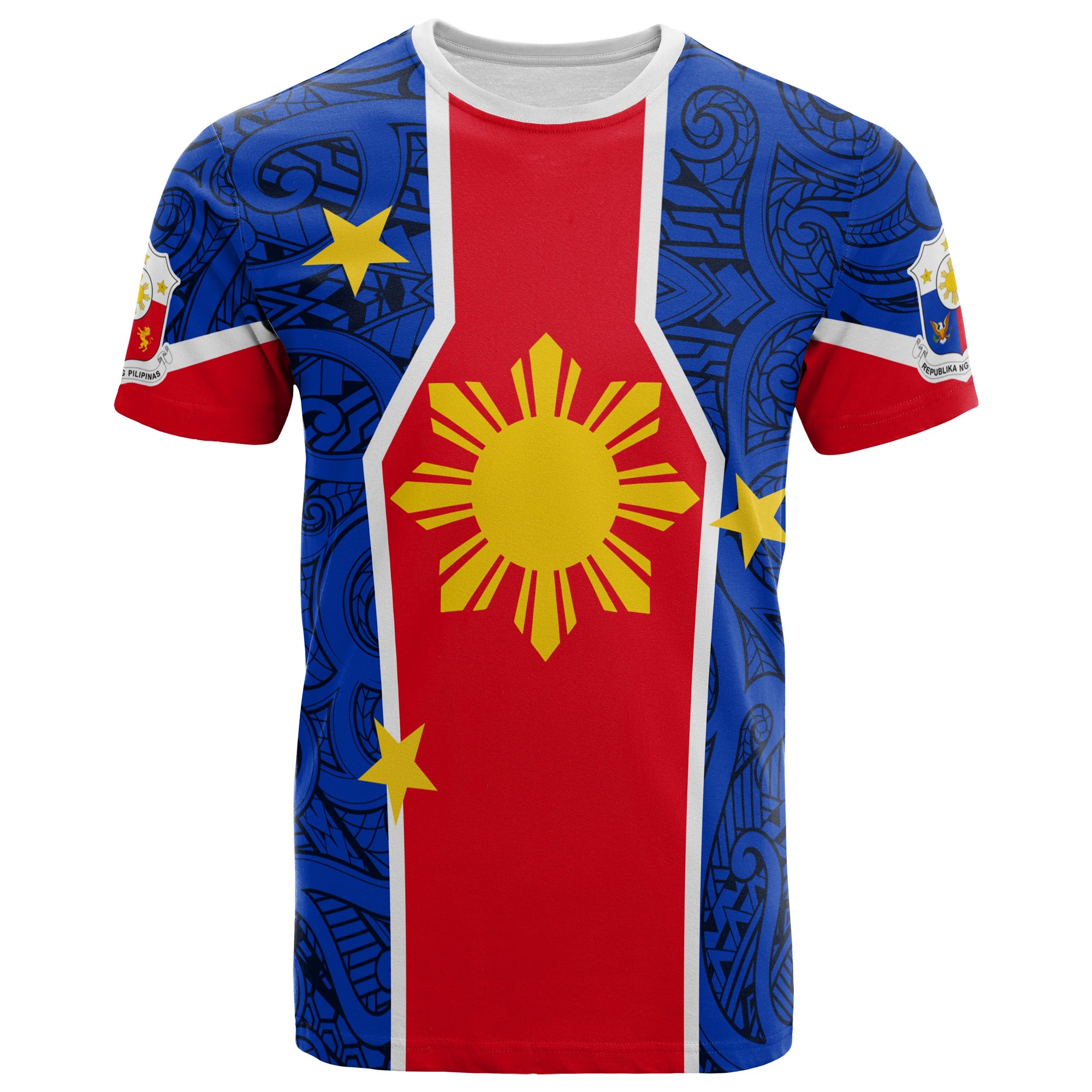 Philippines T Shirt Polynesian Pattern Flag Unisex Blue - Polynesian Pride