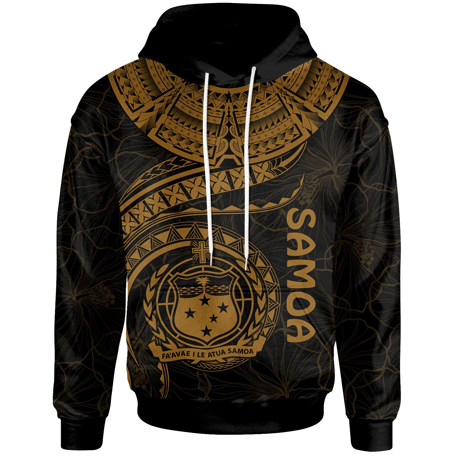 Polynesian Samoa Hoodie Samoan Waves (Golden) Unisex Golden - Polynesian Pride