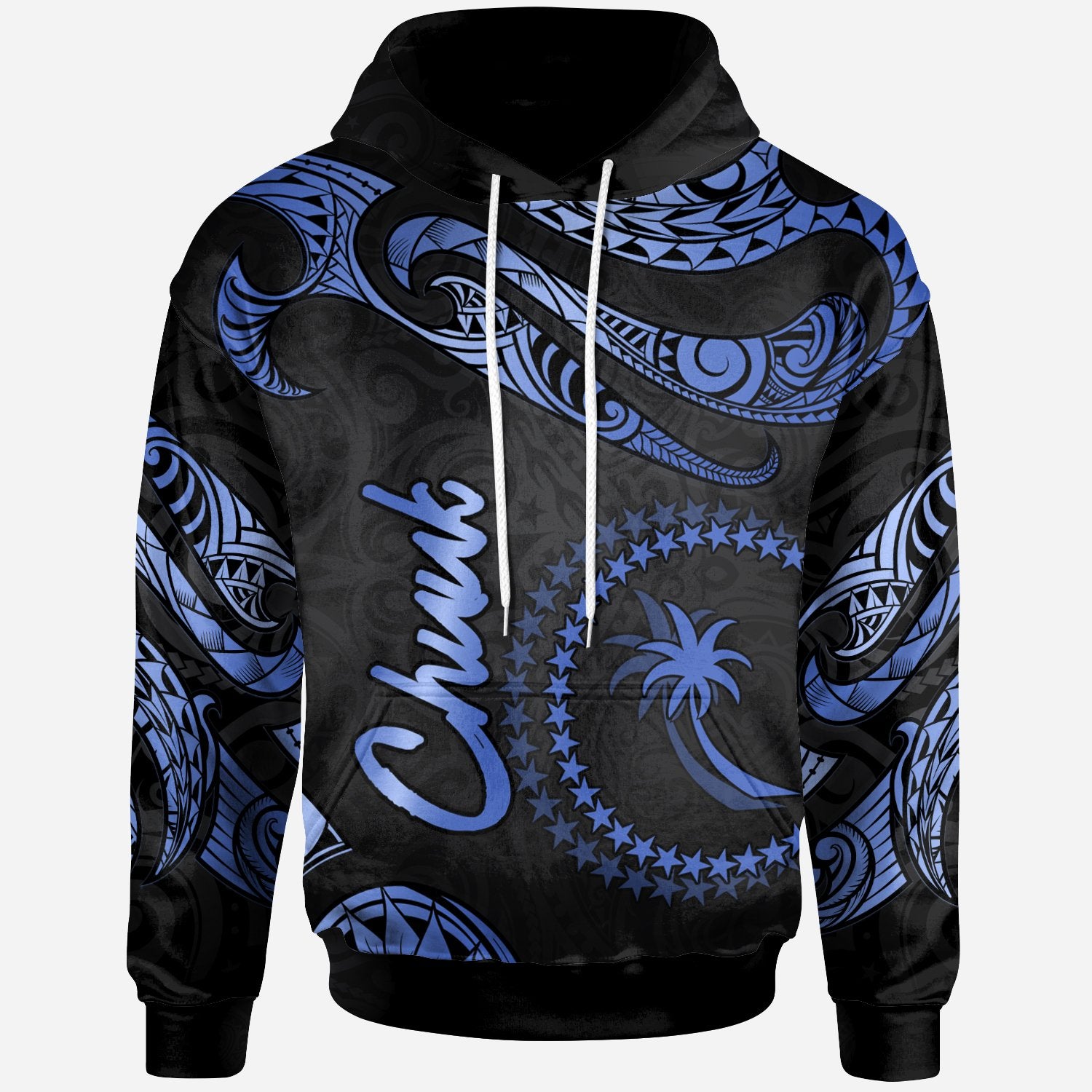 Chuuk Hoodie Polynesian Tattoo Blue Version Unisex Blue - Polynesian Pride