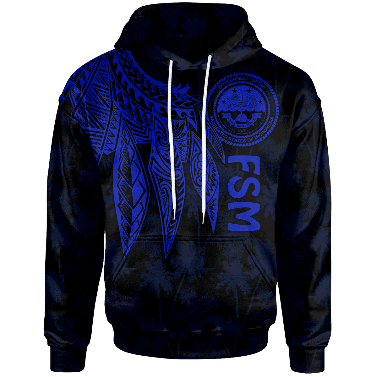 Federated States of Micronesia Hoodie Polynesian Wings (Blue) Unisex Blue - Polynesian Pride