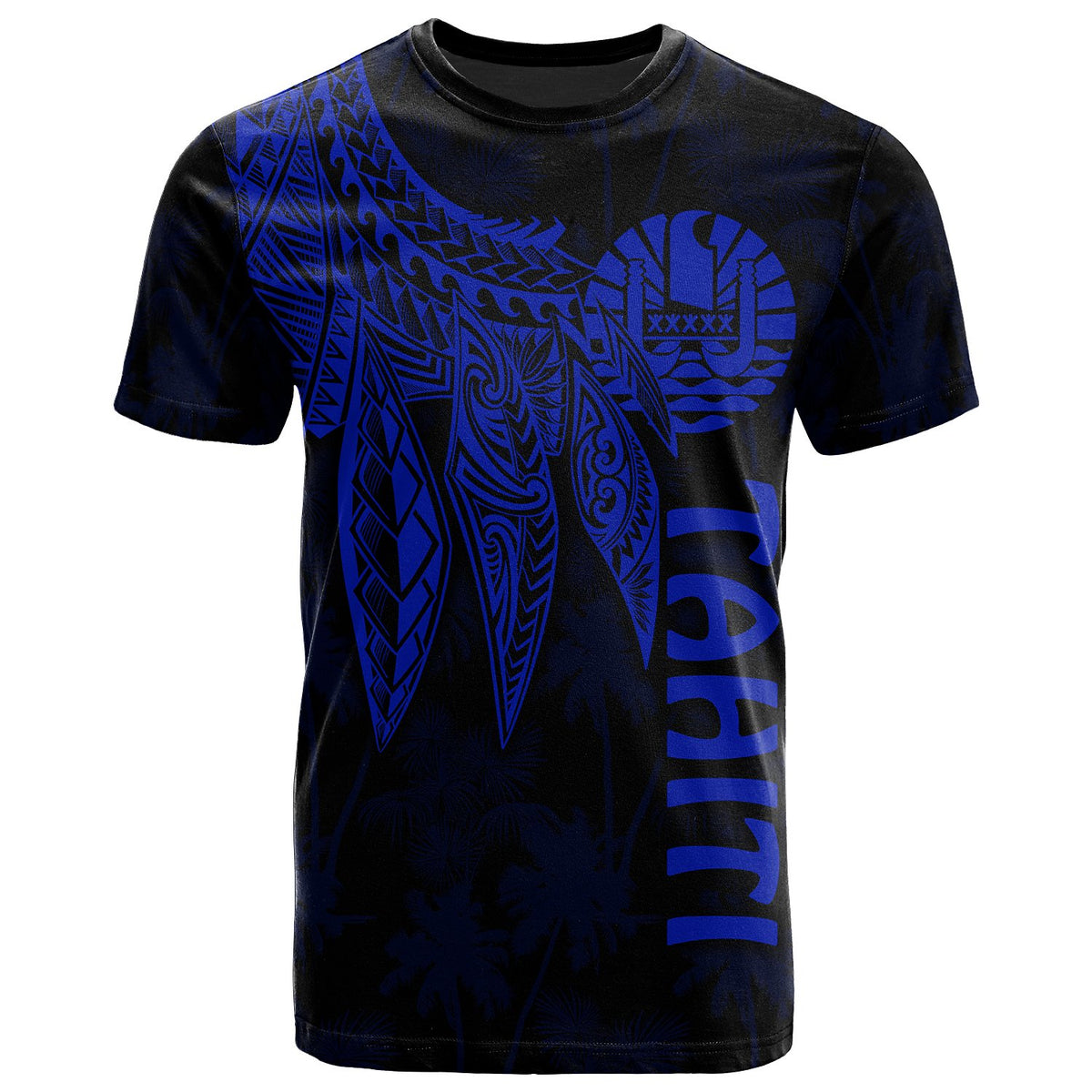 Tahiti T Shirt Polynesian Wings (Blue) Unisex Blue - Polynesian Pride