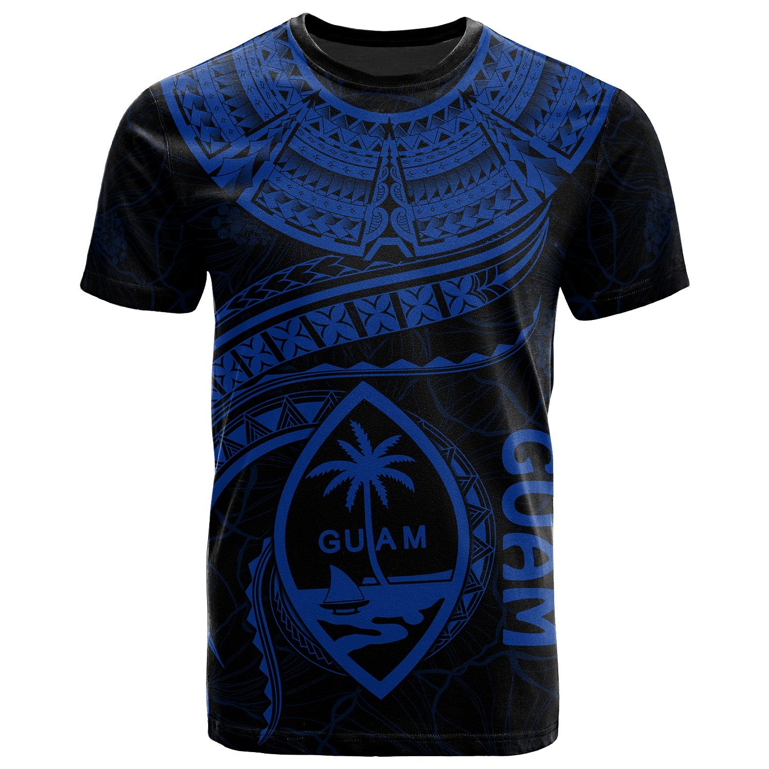 Guam Polynesian T Shirt Guam Waves (Blue) Unisex Blue - Polynesian Pride