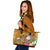 Fiji Large Leather Tote - Turtle Plumeria (Gold) - Polynesian Pride