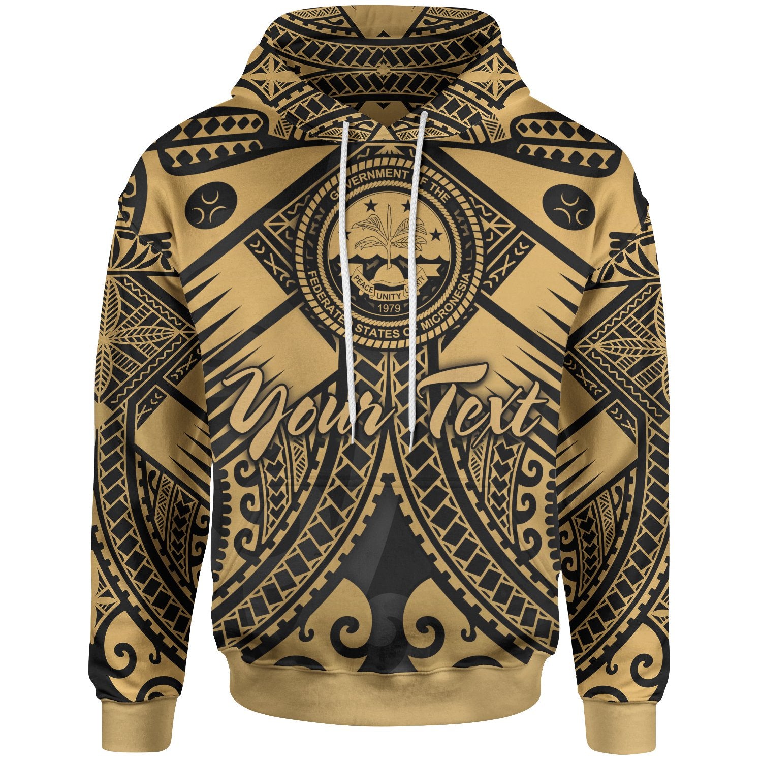 Fsm Custom Hoodie Gold Seal with Polynesian Tattoo Unisex Gold - Polynesian Pride