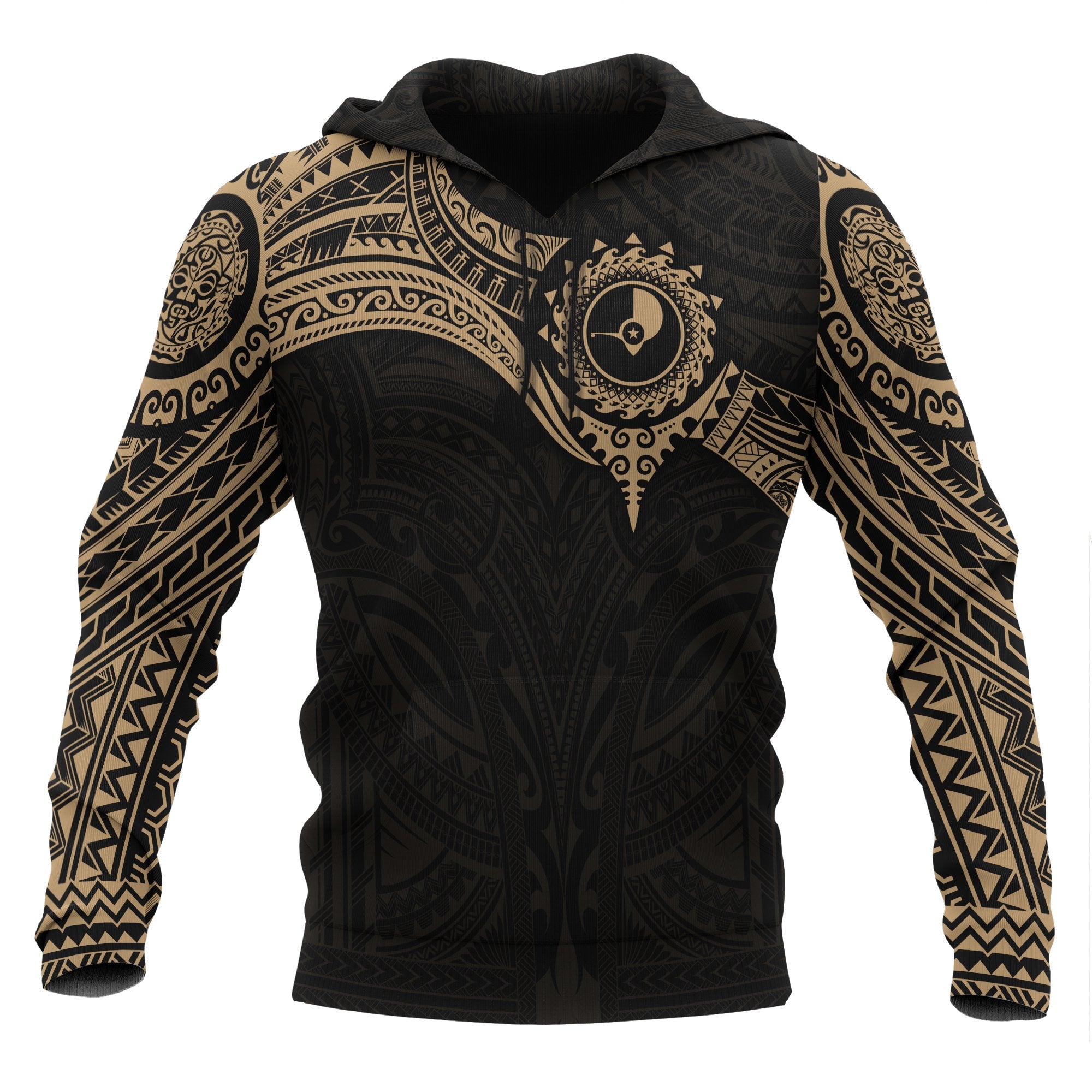 Yap Micronesian Hoodie Gold Heart Shield Unisex GOLD - Polynesian Pride