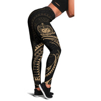 Samoa Polynesian Women's Legging - Gold Tribal Wave - Polynesian Pride
