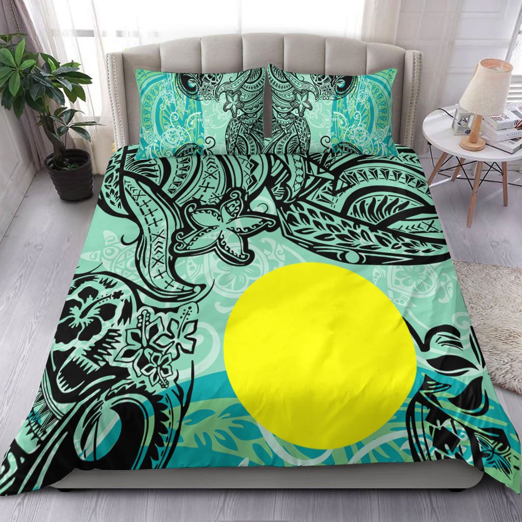 Palau Polynesian Bedding Set - Vintage Floral Pattern Green Color Green - Polynesian Pride