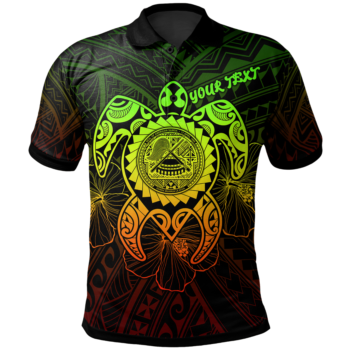 American Samoa Polynesian Custom Polo Shirt Vintage Polynesian Turtle (Reggae) Unisex Reggae - Polynesian Pride