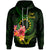 Cook Islands Polynesian Hoodie Floral With Seal Flag Color Unisex Green - Polynesian Pride