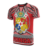 Tonga Polynesian T Shirt Tonga Coat of Arms Unisex Red - Polynesian Pride