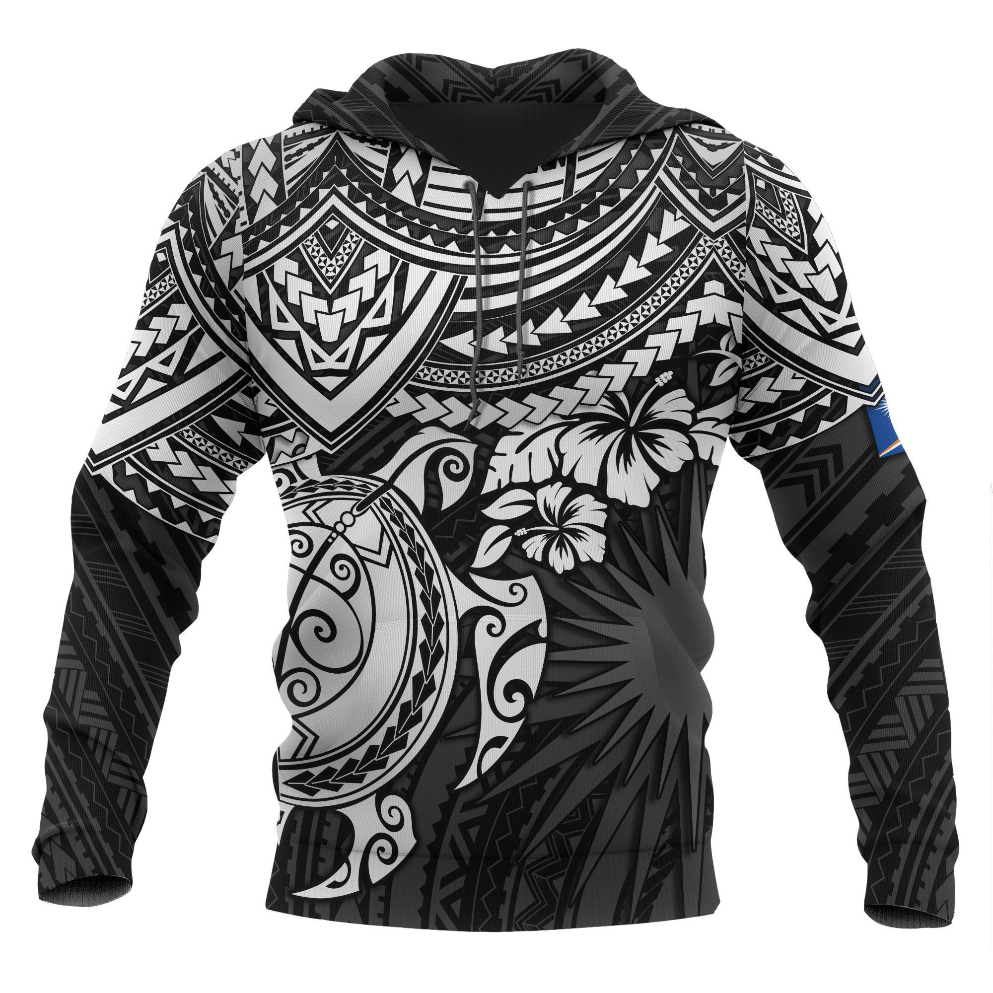 Marshall Islands Polynesian Hoodie White Turtle Unisex White - Polynesian Pride