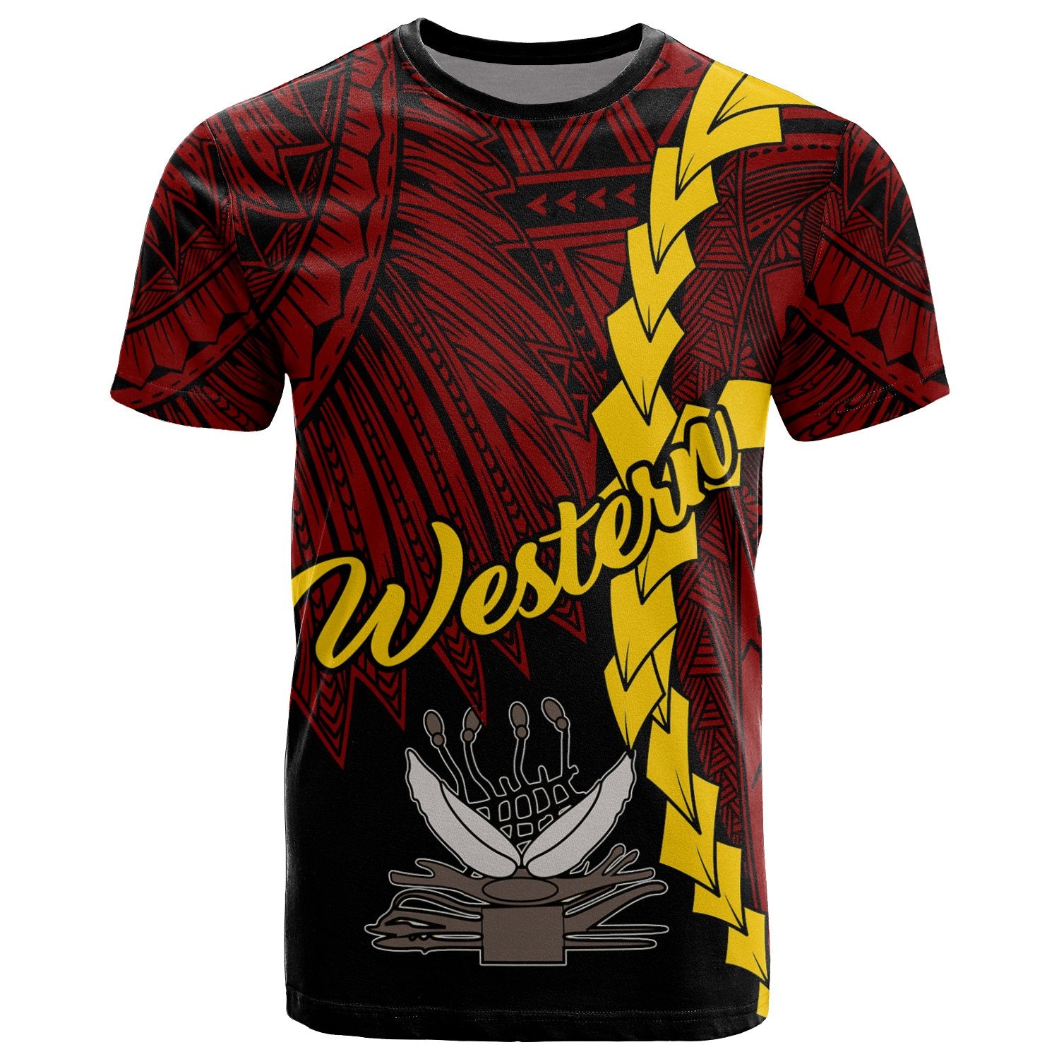Papua New Guinea Western Province Polynesian T Shirt Tribal Wave Tattoo Unisex RED - Polynesian Pride