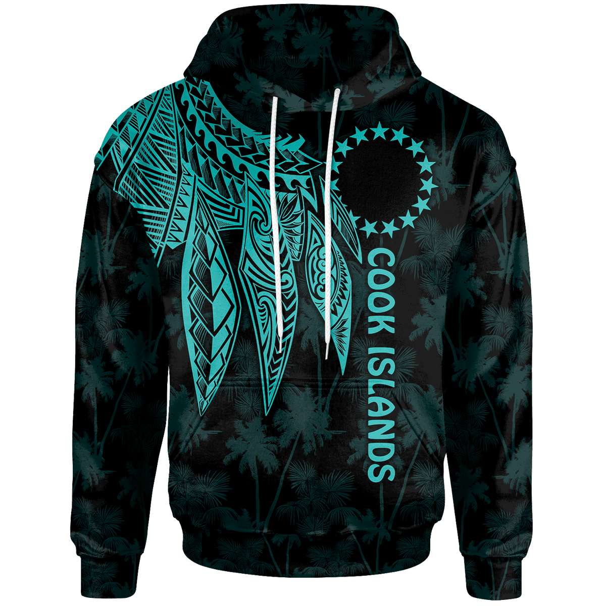 Cook Islands Hoodie Polynesian Wings (Turquoise) Unisex Turquoise - Polynesian Pride