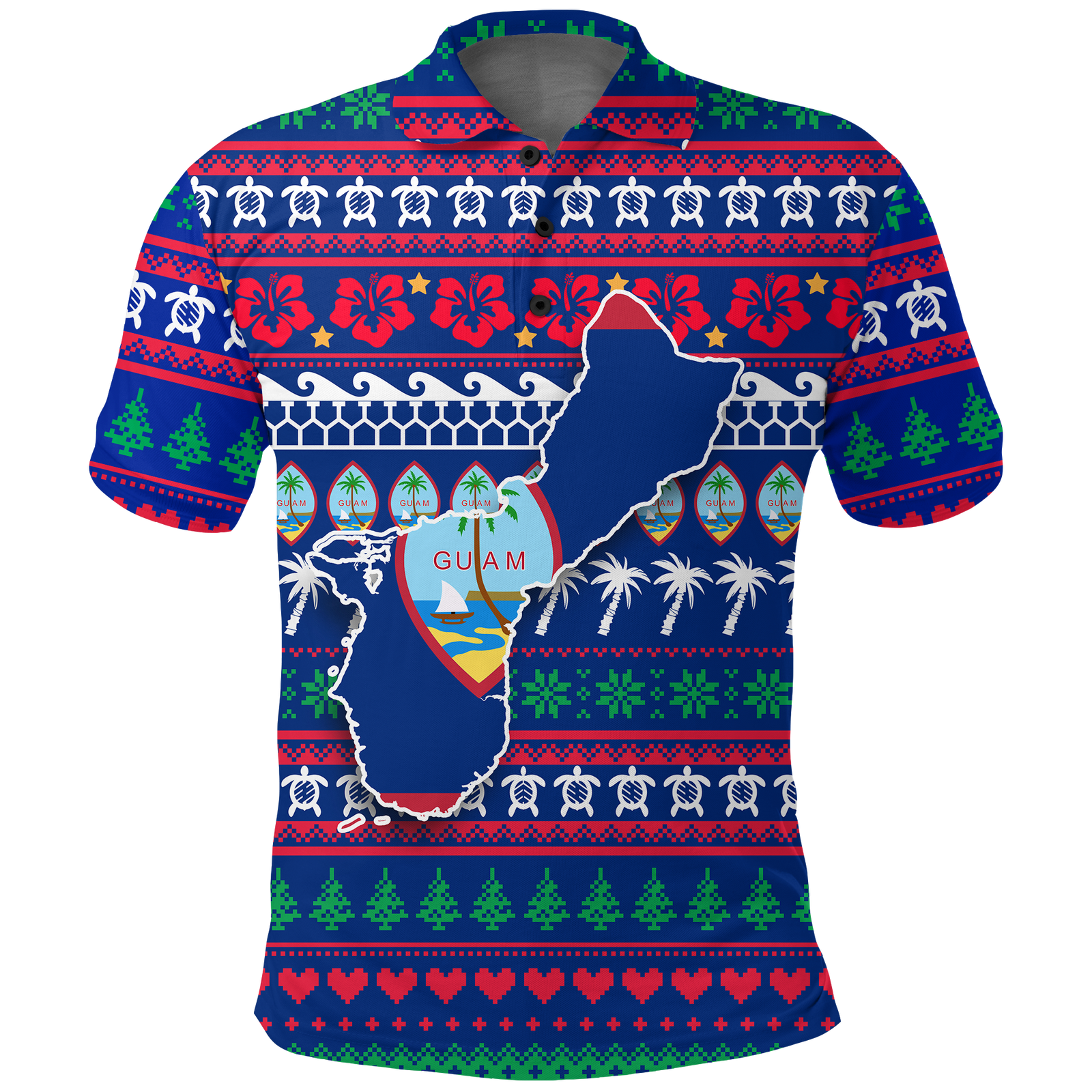Guam Christmas Polo Shirt Ugly Christmas LT12 Unisex Blue - Polynesian Pride