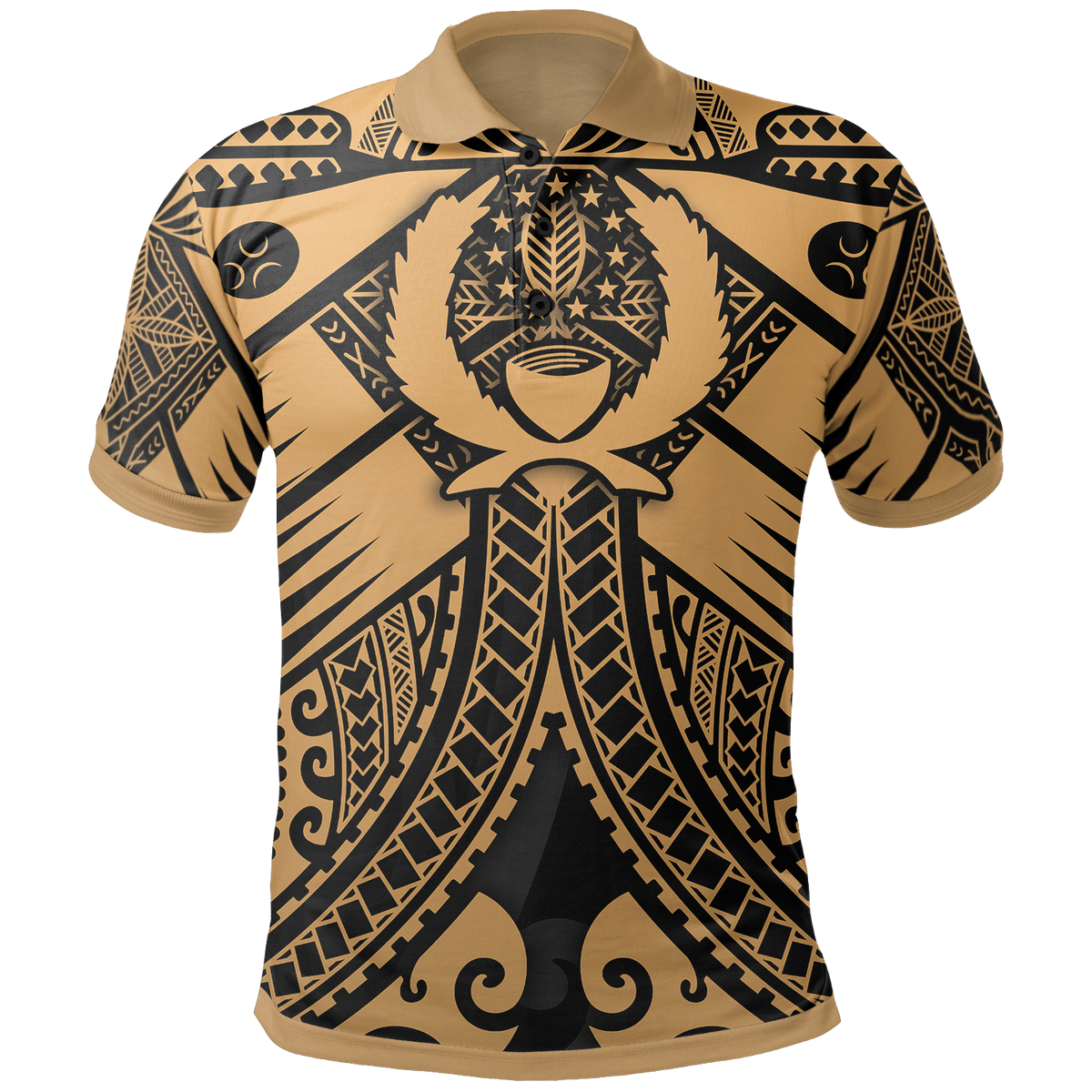 Pohnpei Polo Shirt Gold Seal with Polynesian Tattoo Unisex Gold - Polynesian Pride
