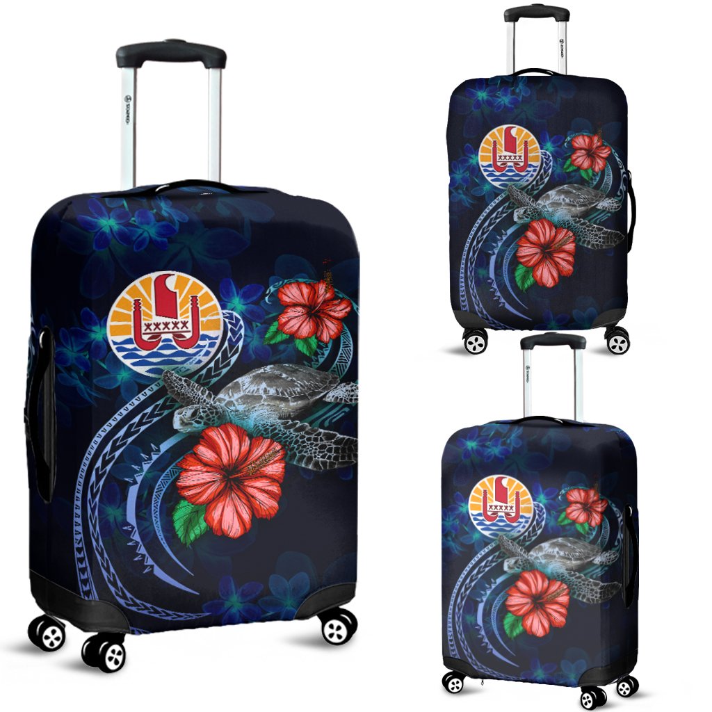 Tahiti Polynesian Luggage Cover - Blue Turtle Hibiscus Blue - Polynesian Pride