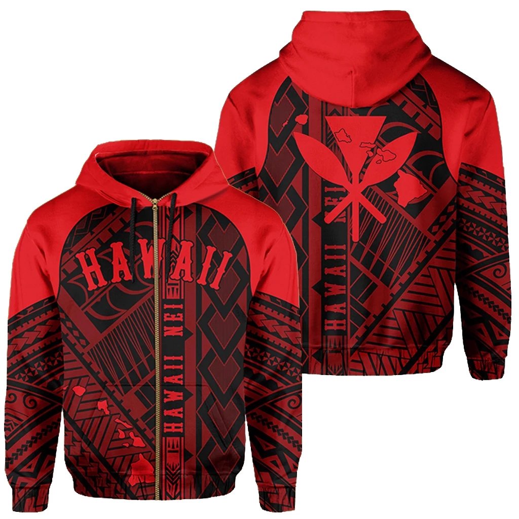 Hawaii Nei Hoodie Zip up Polynesian Red - Polynesian Pride