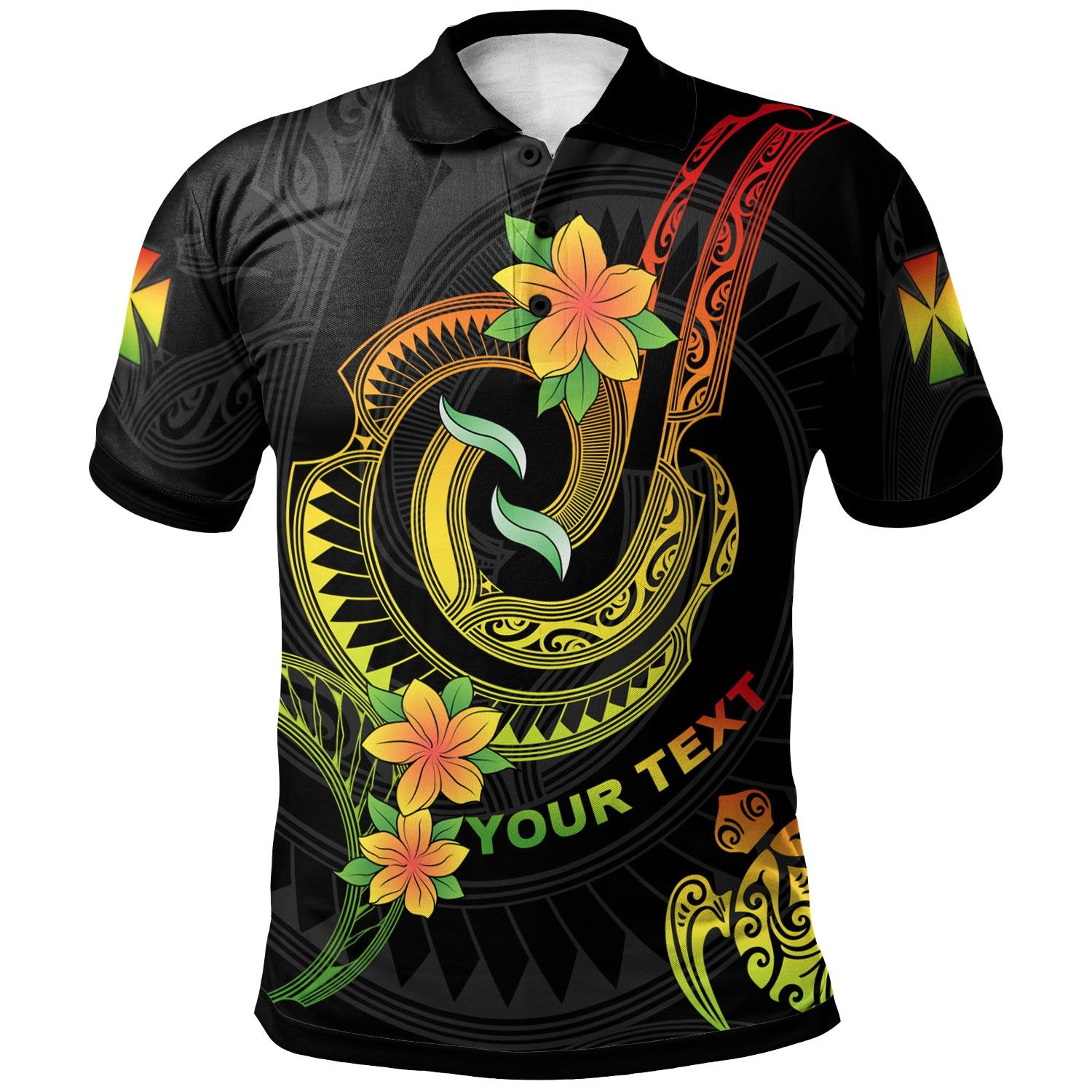 Wallis and Futuna Custom Polo Shirt Reggae Plumeria Flowers with Spiral Patterns Unisex Reggae - Polynesian Pride