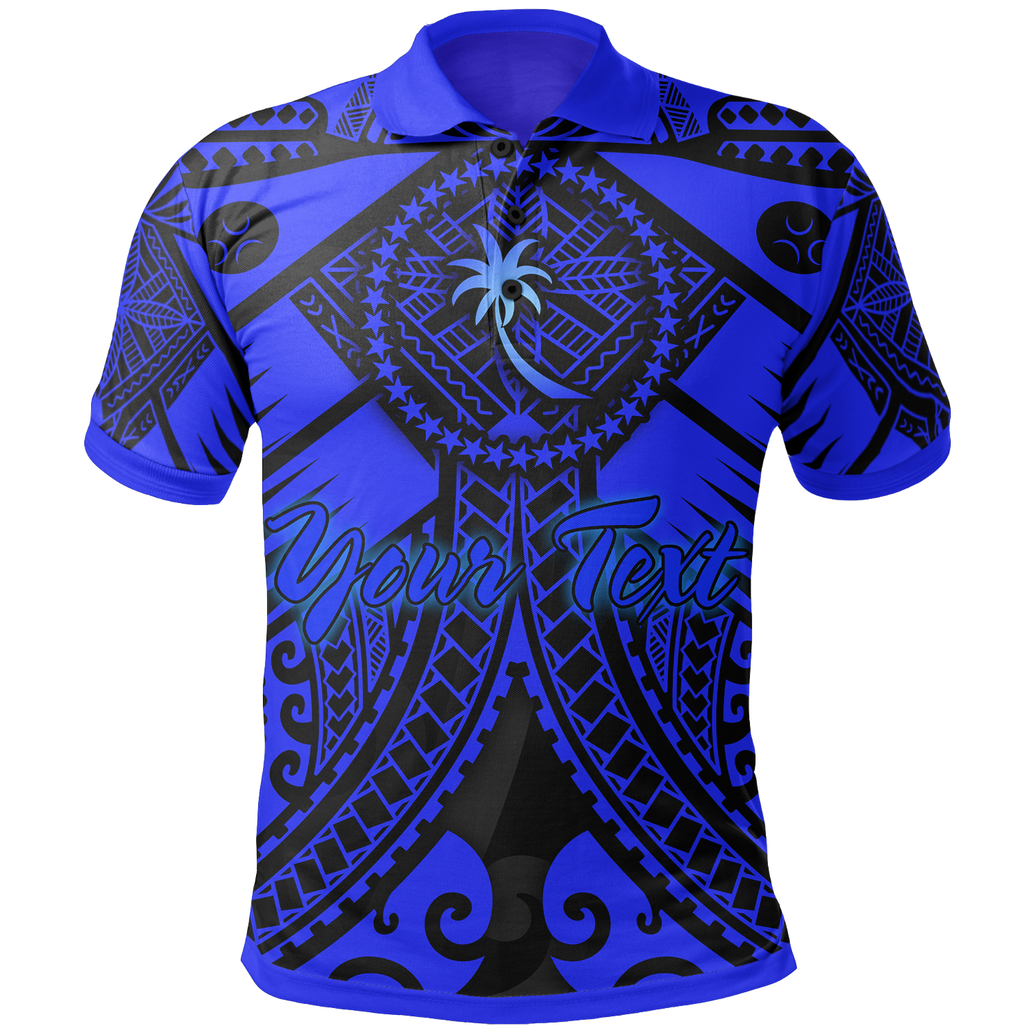 Chuuk Custom Polo Shirt Blue Seal with Polynesian Tattoo Unisex Blue - Polynesian Pride