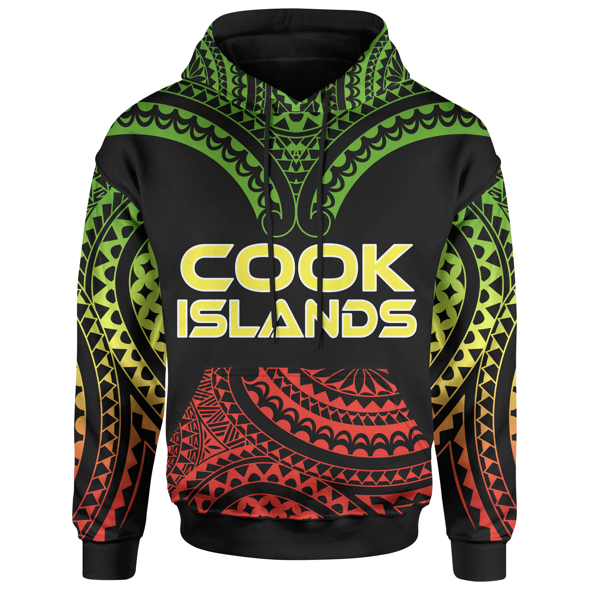 Cook Islands Tribal Front Pocket Hoodie Unisex Black - Polynesian Pride