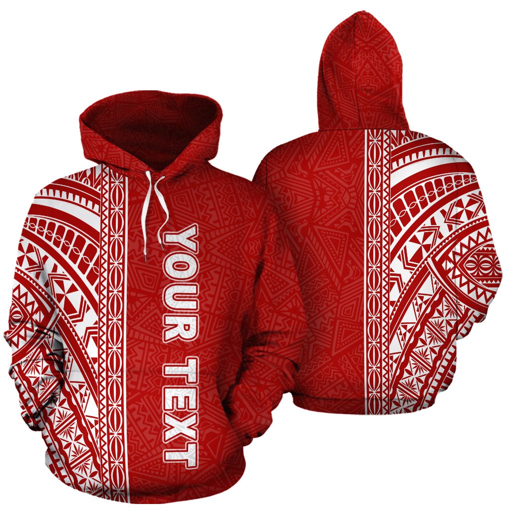 Polynesian Custom Hoodie Red Poly Line Unisex Red - Polynesian Pride