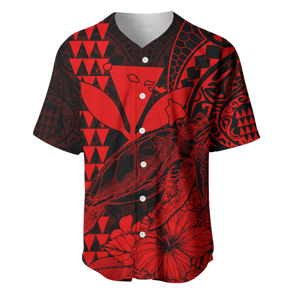 (Custom Personalised) Kakau Polynesian Tribal Hawaiian Turtle with Kanaka Maoli Red Baseball Jersey LT9 - Polynesian Pride