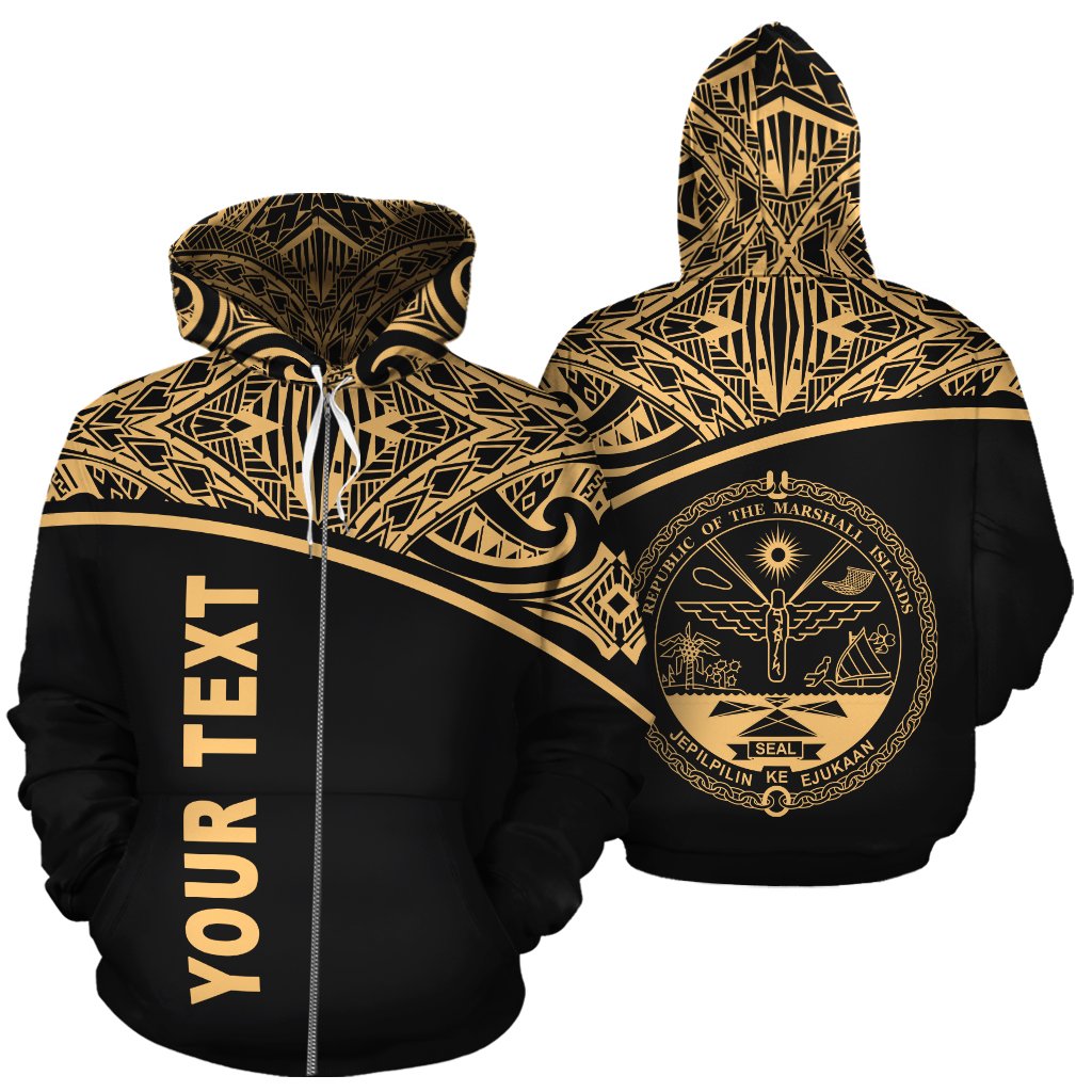 Marshall Islands Polynesian Custom Zip up Hoodie Yellow Curve Unisex Yellow - Polynesian Pride