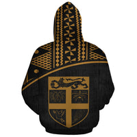 Fiji Polynesian Tapa Custom Zip up Hoodie Yellow Curve - Polynesian Pride