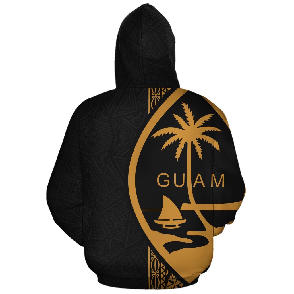 Guam Polynesian Custom Hoodie Yellow Line - Polynesian Pride