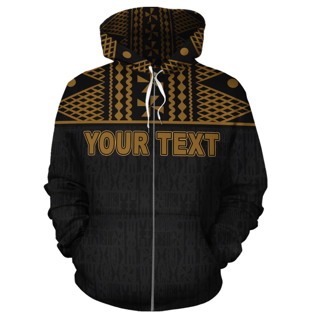 Fiji Polynesian Tapa Custom Zip up Hoodie Yellow - Polynesian Pride