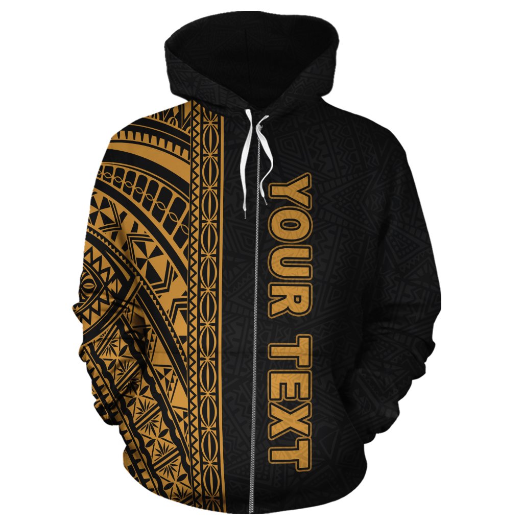 Polynesian Custom Zip up Hoodie Yellow Poly Line - Polynesian Pride
