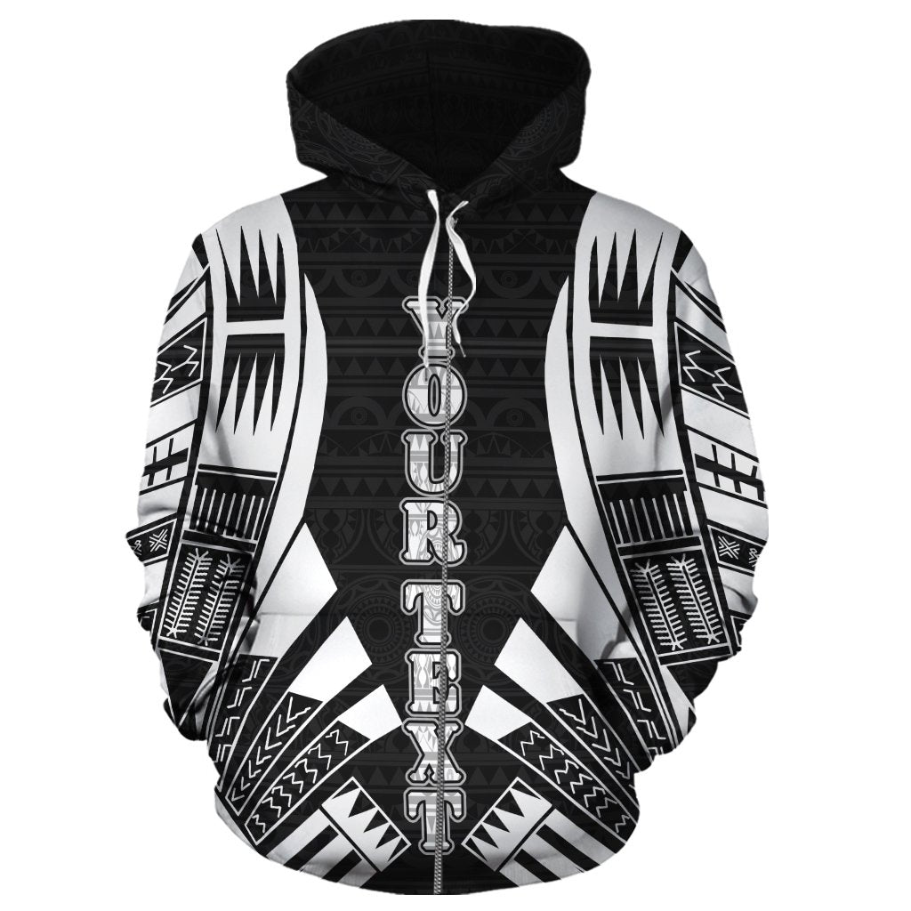 Vanuatu Polynesian Custom Zip up Hoodie Black Tattoo - Polynesian Pride