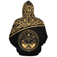 Marshall Islands Polynesian Custom Zip up Hoodie Yellow Curve - Polynesian Pride