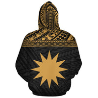 Nauru Polynesian Custom Zip up Hoodie Gold - Polynesian Pride