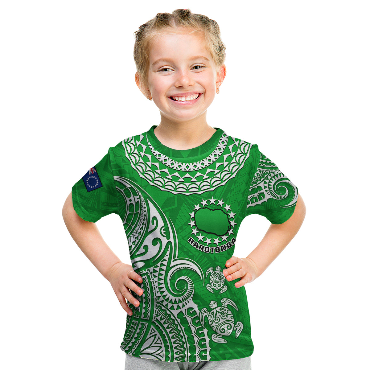 (Custom Personalised) Rarotonga Cook Islands Polynesian Turtle Art Kid T Shirt LT14 - Polynesian Pride