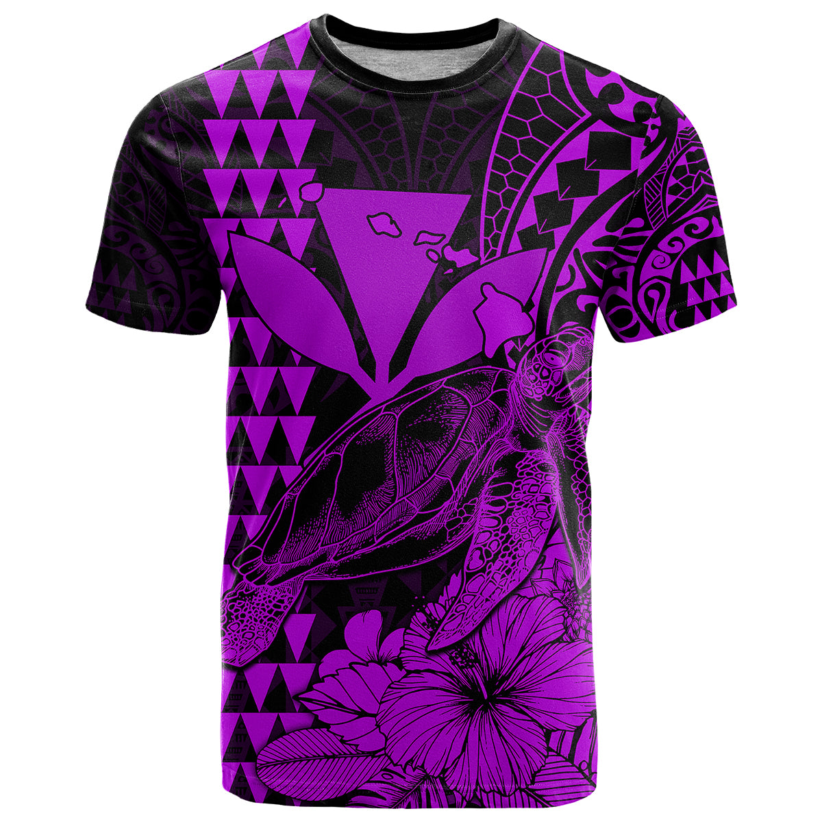 Custom Kakau Polynesian Tribal Hawaiian Turtle with Kanaka Maoli Purple T Shirt LT9 Purple - Polynesian Pride