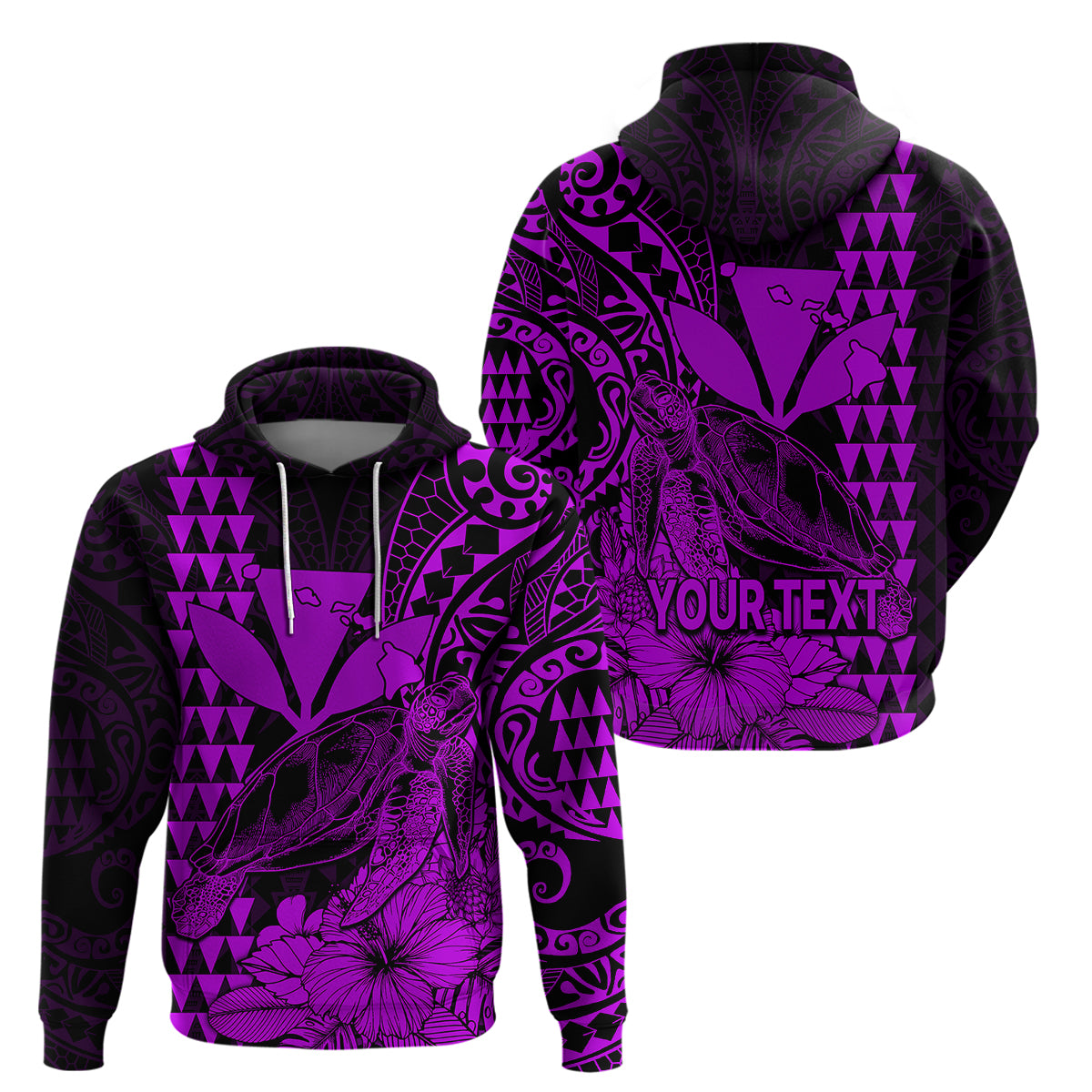 Custom Kakau Polynesian Tribal Hawaiian Turtle with Kanaka Maoli Purple Hoodie LT9 Pullover Hoodie Purple - Polynesian Pride