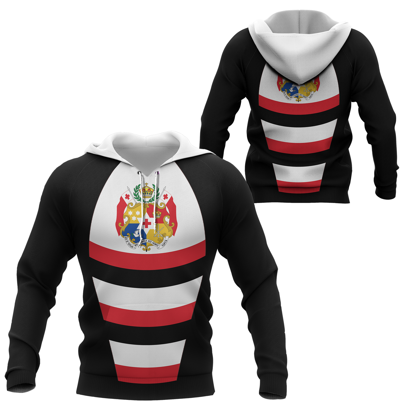 Tonga All Over Hoodie Step Style Unisex Black - Polynesian Pride