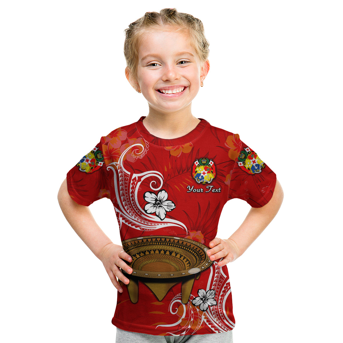 (Custom Personalised) Tonga Kumete Kava Bowl Sila Vibes - Red Kid T Shirt LT8 - Polynesian Pride