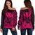 Kakau Polynesian Tribal Hawaiian Turtle with Kanaka Maoli Pink Off Shoulder Sweater LT9 Women Pink - Polynesian Pride
